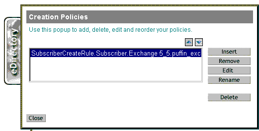 The Creation Policies dialog box