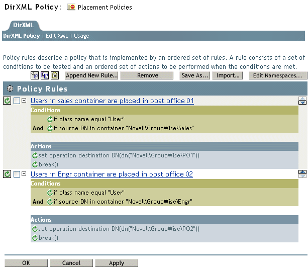 Sales and Engineering containers map to two different post offices.