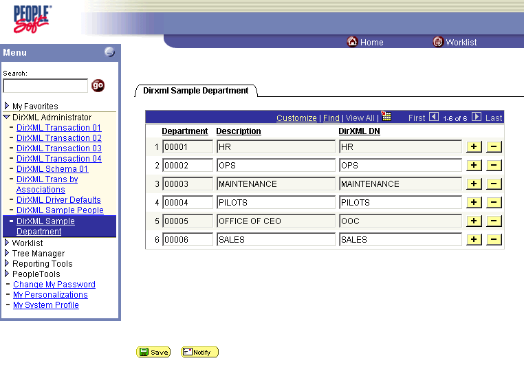 DirXML Sample Department