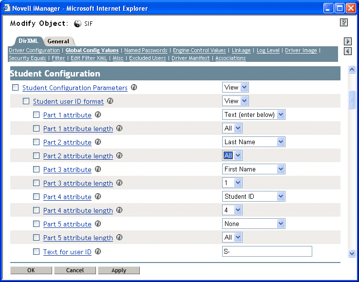 Screen capture of the 5 parts you can use to create a pattern for User IDs