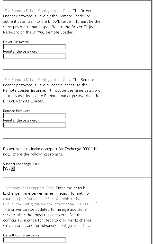 Active Directory Configuration Form (continued)