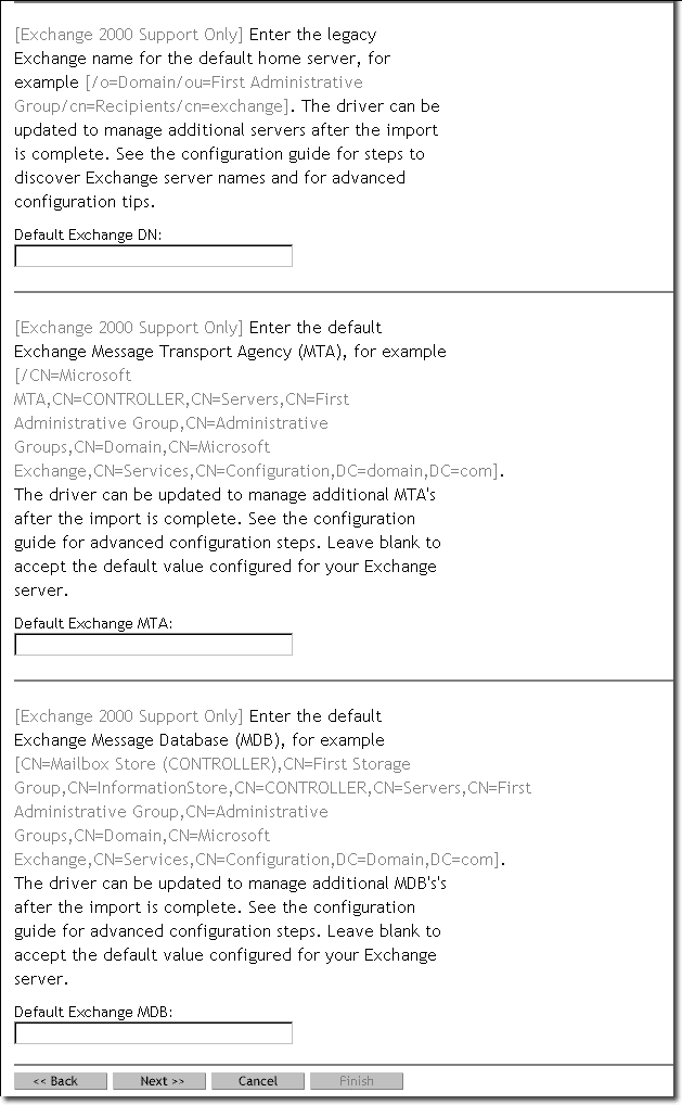 Active Directory Configuration Form (continued)