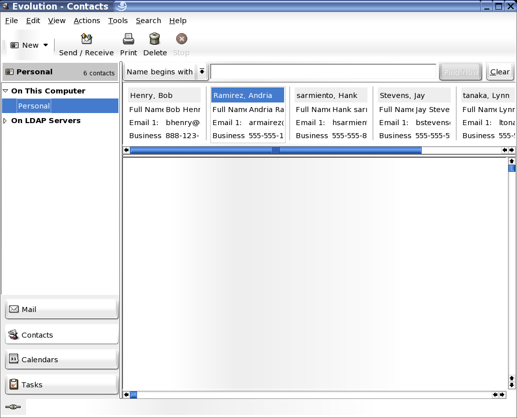 Evolution Contact List Window