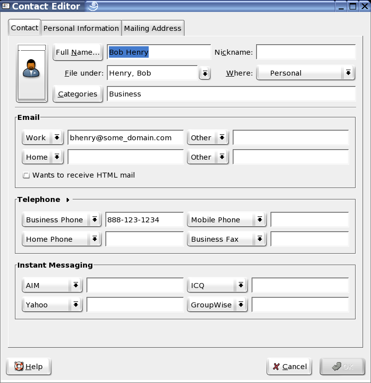 Evolution Contact Editor