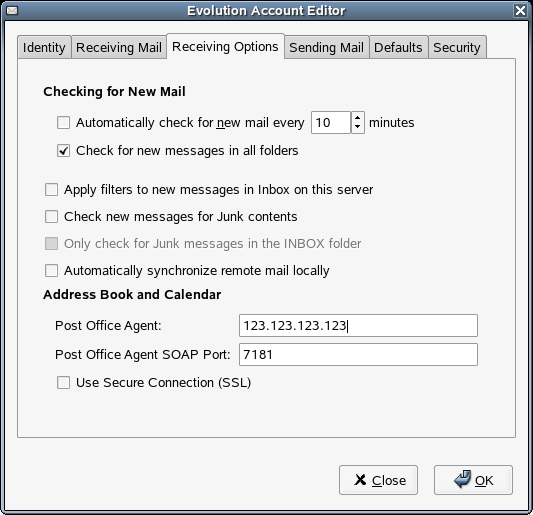 GroupWise Receiving Options