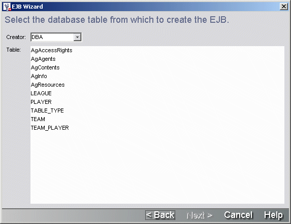 EJBWizardChooseTable
