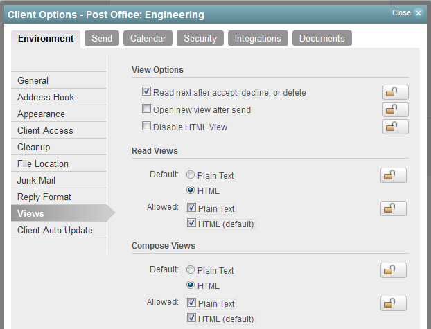 Environment Options dialog box -- Views tab