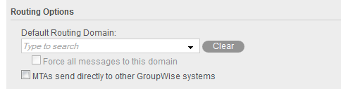 GroupWise System Preferences dialog box with the Routing Options tab displayed