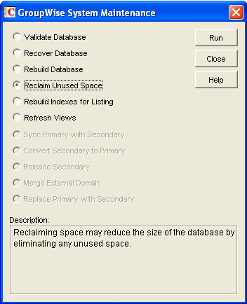 System Maintenance dialog box