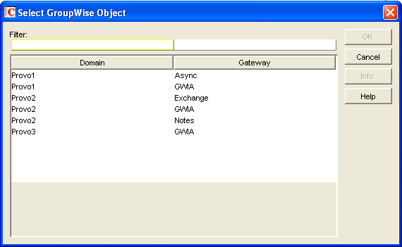 Link Configuration tool with a list of gateways in the system