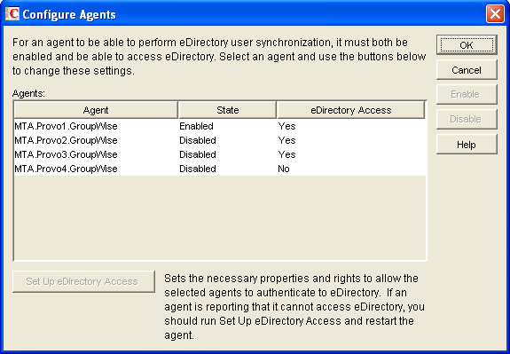 Configure Agents dialog box