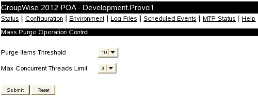 Mass Purge Operation Control Page