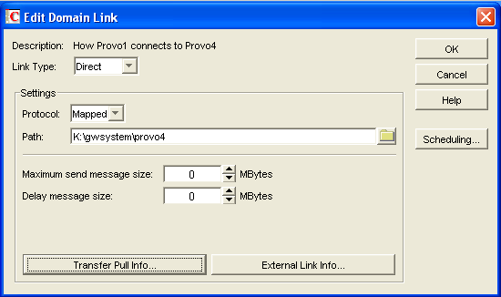 Edit Domain Link dialog box