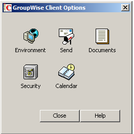 GroupWise Client Options dialog box