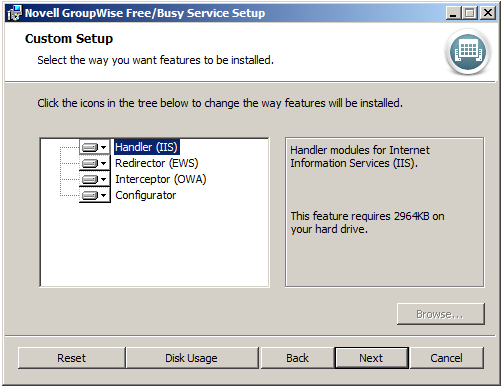 Custom Setup dialog box