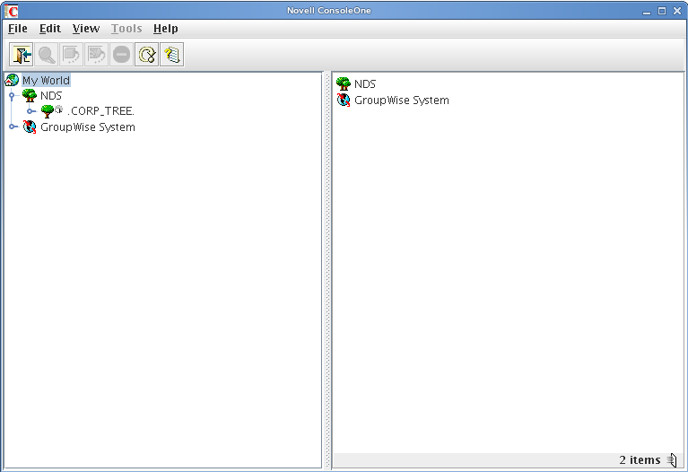ConsoleOne with the GroupWIse Administrator snap-ins installed