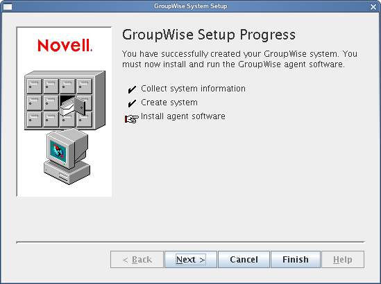 GroupWise Setup Progress: Install Agent Software