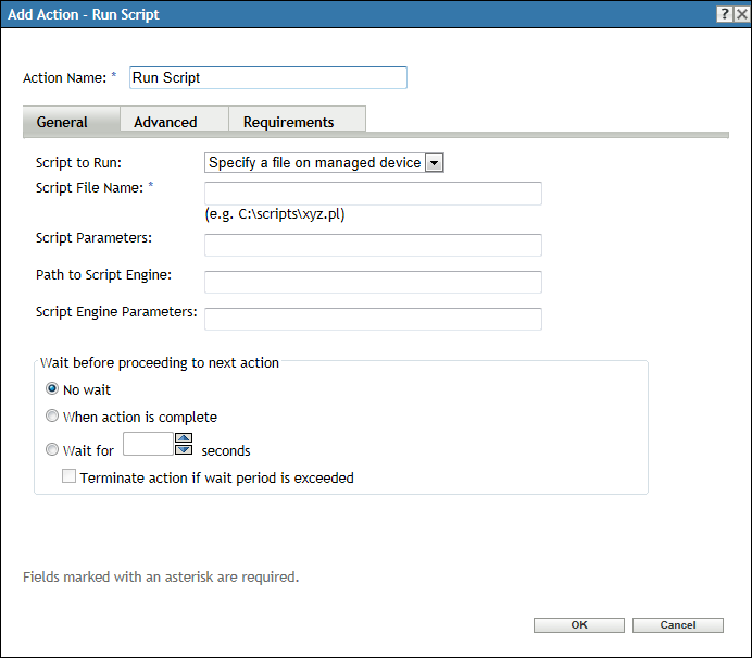 Run Script dialog box