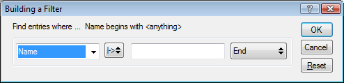 Building a Filter dialog box