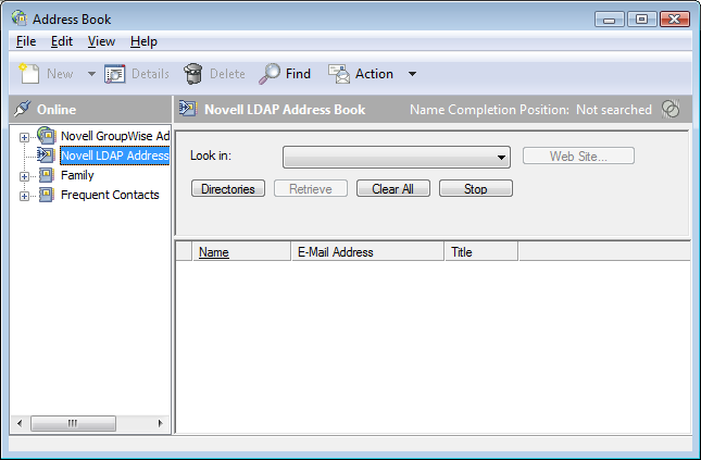 Address Book with the LDAP Address Book selected