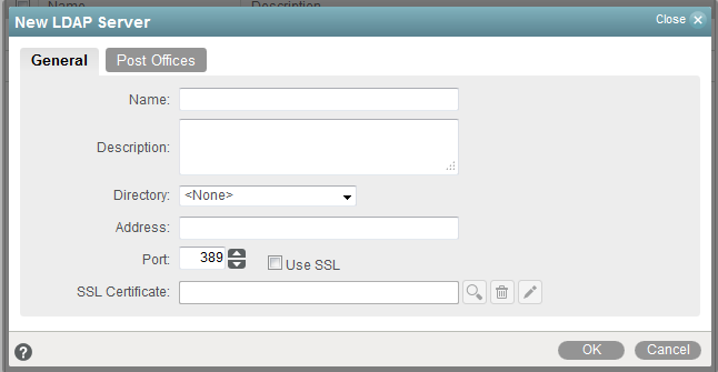 New LDAP Server dialog box