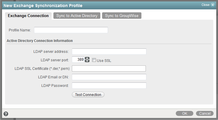 Create LDAP Synchronization Profile dialog box