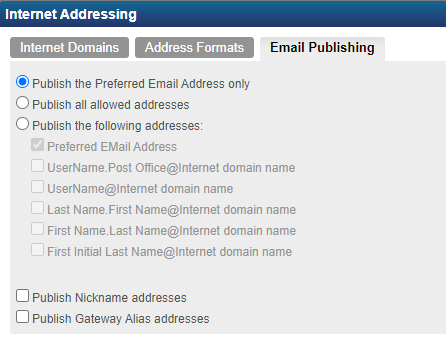 Email Publishing tab