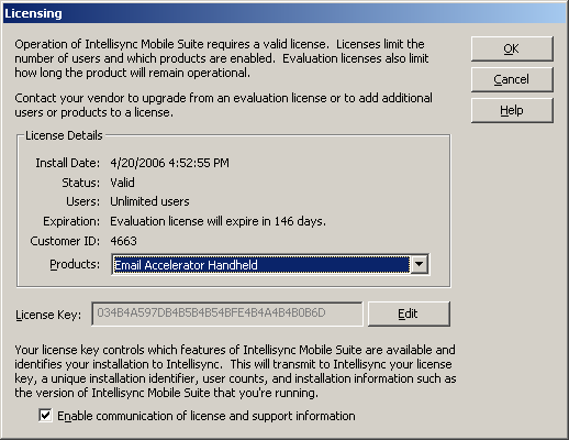 About Intellisync Mobile Suite licensing