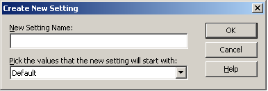 Create New Setting dialog box