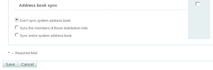 Address Book Sync heading on the Novell GroupWise User Settings page