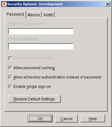 Security Options dialog box