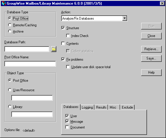 Mailbox/Library Maintenance dialog box