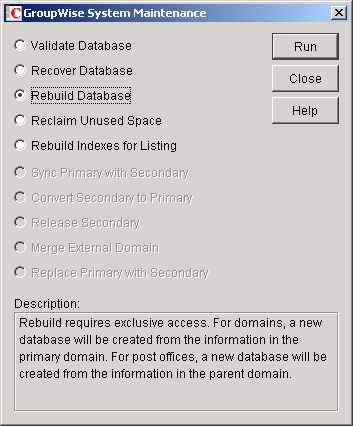 System Maintenance dialog box