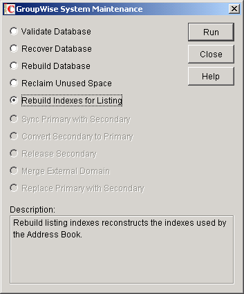 System Maintenance dialog box