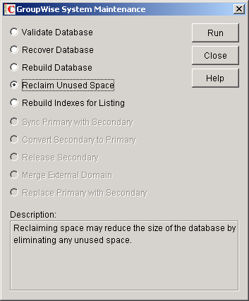 System Maintenance dialog box