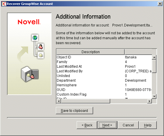 Additional Information dialog box