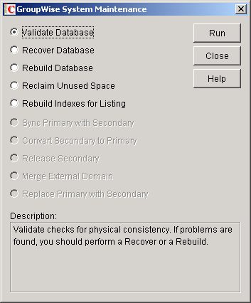 System Maintenance dialog box