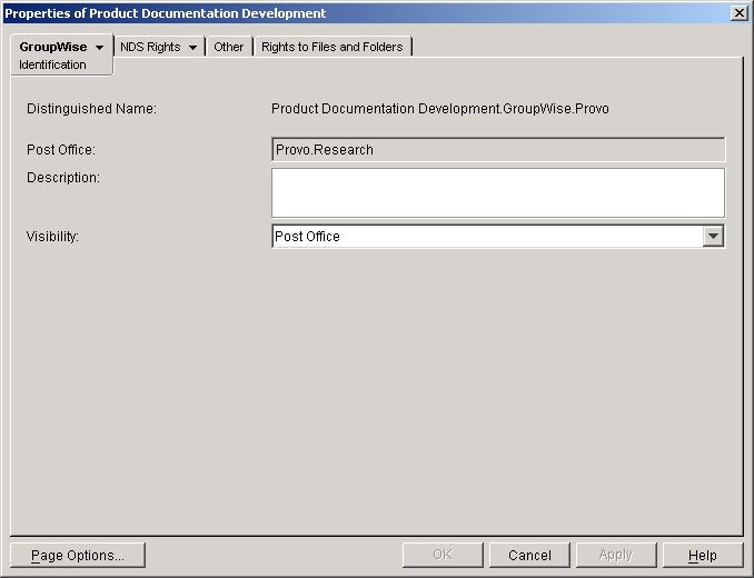 Distribution List Identification property page