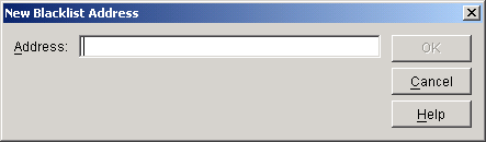New Blacklist Address dialog box