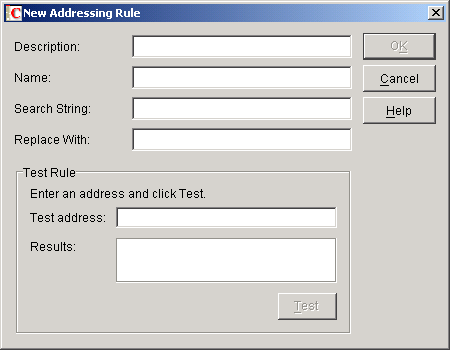 New Addressing Rule dialog box