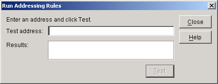 Run Addressing Rules dialog box