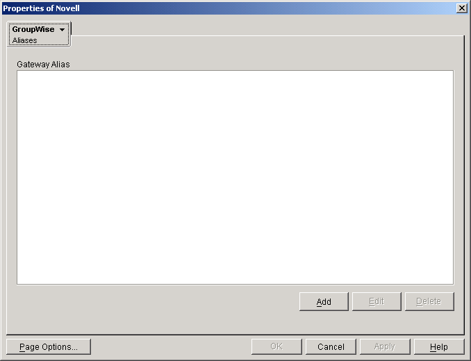 GroupWise Aliases property page