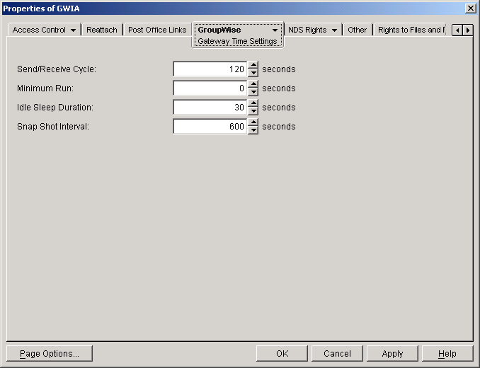 Gateway Time Settings property page