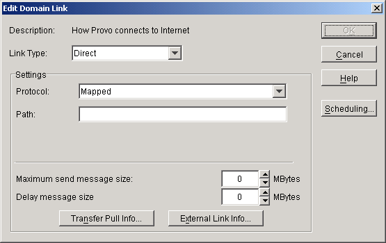 Edit Domain Link dialog box