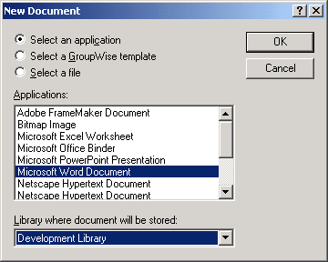 New Document dialog box