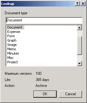 Lookup dialog box