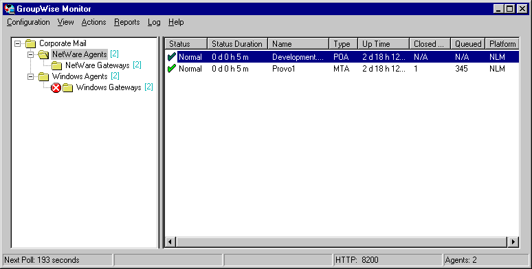 Monitor Agent server console