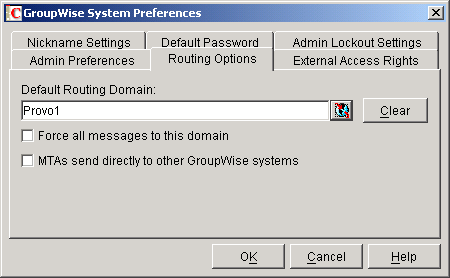 GroupWise System Operations Routing tab