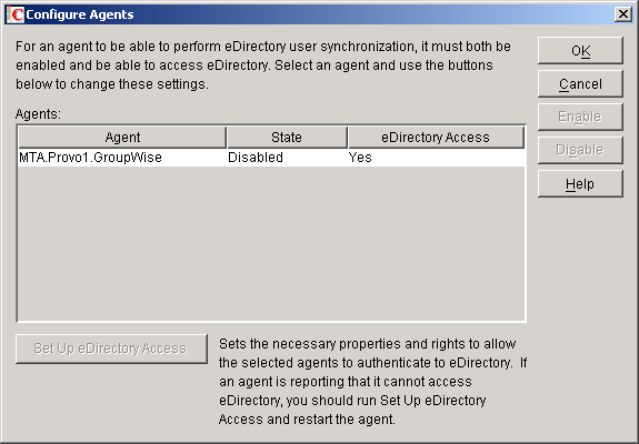 Configure Agents dialog box