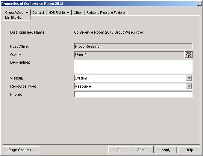 Resource property page